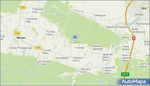 mapa Gajówka Krzewa, Gajówka Krzewa na mapie Targeo
